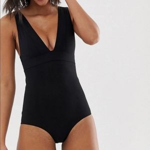 NWT & Other Stories Black V-Neck One Piece Classic Black Swimsuit